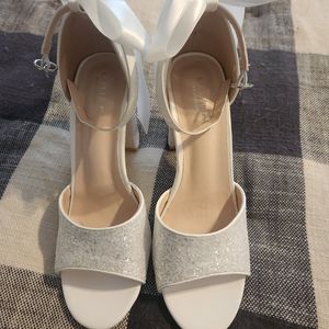 Kailee P White Glitter Heels